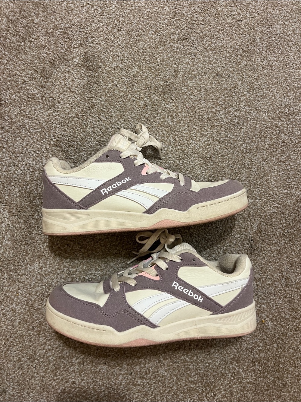 Reebok Kids Cream & Mauve Low-Top Sneakers